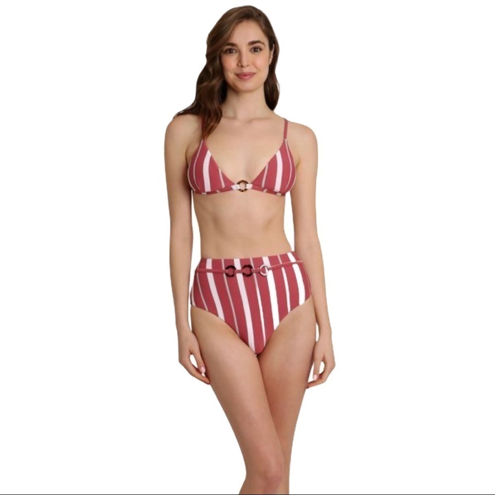 Letarte Tahoe Striped High Waisted Bikini Bottoms